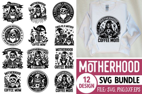 Motherhood Coffee SVG T-shirt Design: A Thoughtful Embroidery Asset