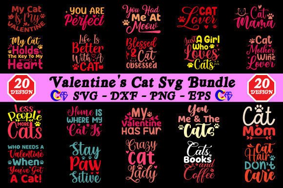 Valentine’s Day Cat SVG Bundle: A Festive Graphic Design Asset for Local Business Crafts